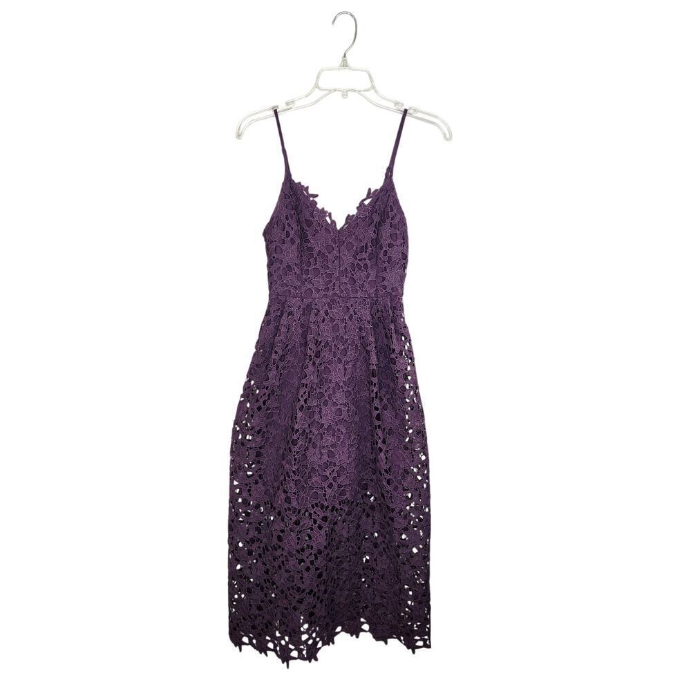 ASTR The Label Purple Crochet Lace Midi Dress Event Party Guest XS